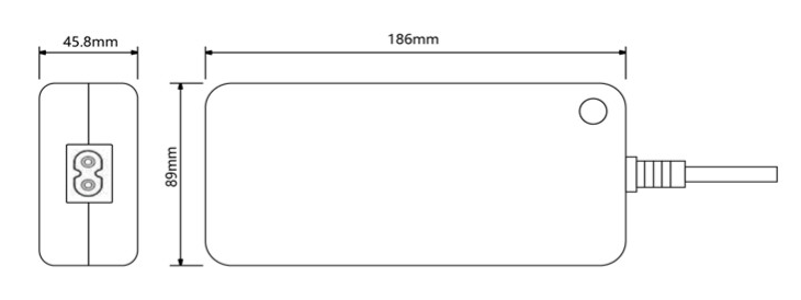 ZB 5A fast charger dimensions 186x89x46mm