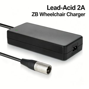 ZB 24V 2A lead-acid battery charger for electric wheelchairs – standard charging, 12 plug types, CE/FCC/UL certified