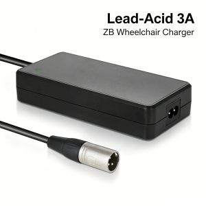 ZB 24V 3A lead-acid battery charger for electric wheelchairs – 12 plug types, CE/FCC/UL certified