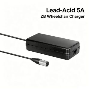 ZB 24V 5A lead-acid battery charger for electric wheelchairs – high-power charging, 12 plug types, CE/FCC/UL certified