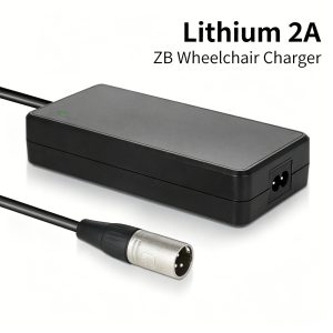 ZB 24V 2A lithium battery charger for electric wheelchairs – standard charging, 12 plug types, CE/FCC/UL certified