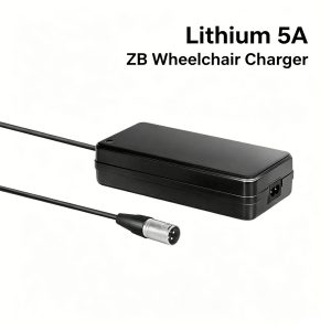 ZB 24V 5A high-power lithium battery charger for electric wheelchairs – fast charging, 12 plug types, CE/FCC/UL